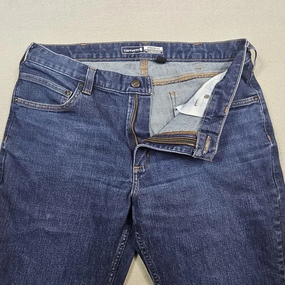 Carhartt Jeans Mens 36x32 Blue Straight Fit Workwear Denim Classic - Picture 4 of 11